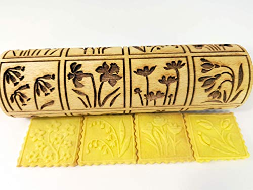 Floral Embossing Rolling Pin for Baking and Pottery