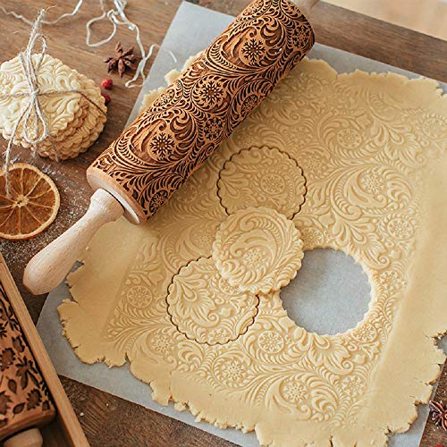 Flower Embossed Rolling Pin for Baking and Gifts