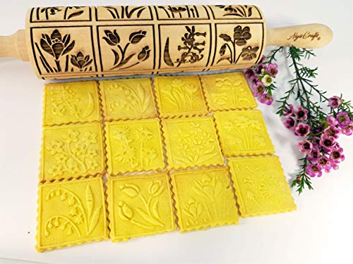 Floral Embossing Rolling Pin for Baking and Pottery