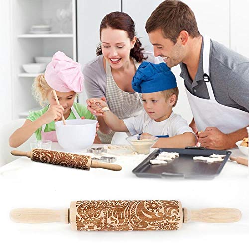 Flower Embossed Rolling Pin for Baking and Gifts