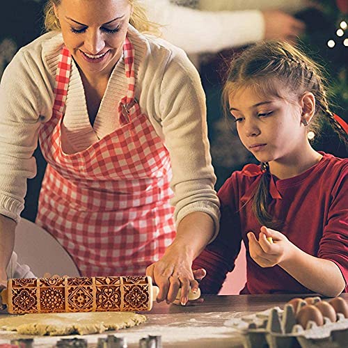 Christmas Wooden Rolling Pin for Embossed Baking Cookies