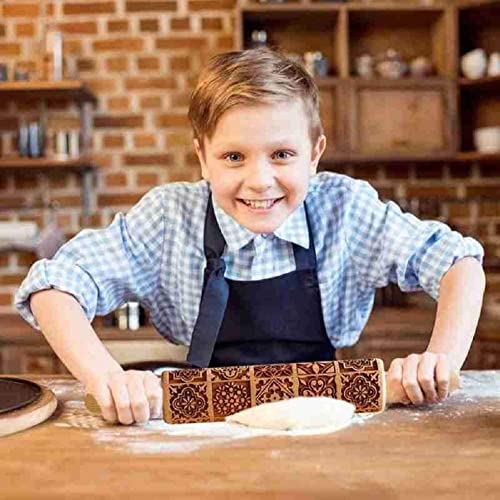Christmas Wooden Rolling Pin for Embossed Baking Cookies