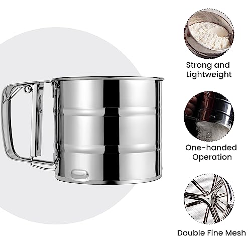 Stainless Steel Double Layer Flour Sifter for Baking