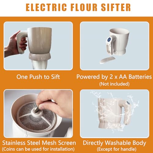 Electric Flour Sifter Set with Dough Scraper