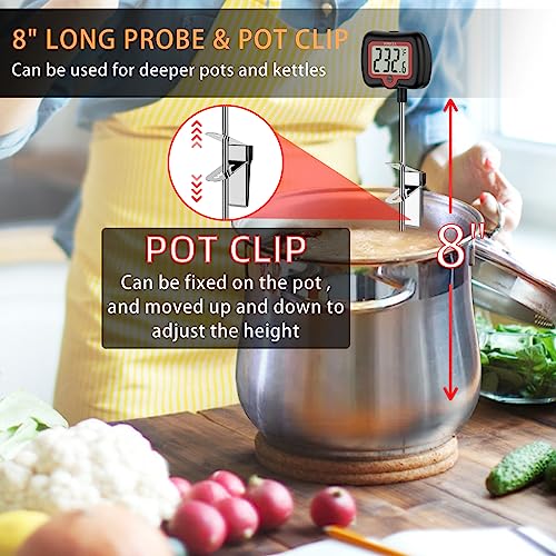 BOMATA 8" Long Probe Candy Thermometer with Pot Clip