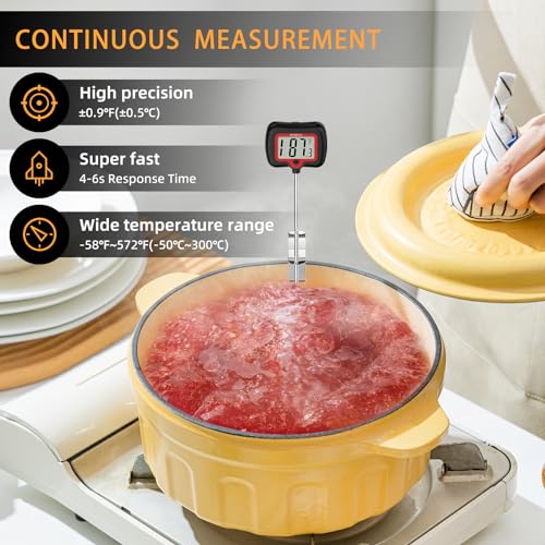 BOMATA 8" Long Probe Candy Thermometer with Pot Clip