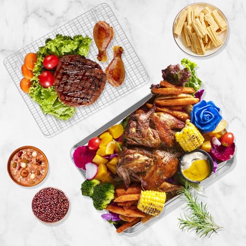 Stainless Steel Quarter Sheet Pan with Rack Set