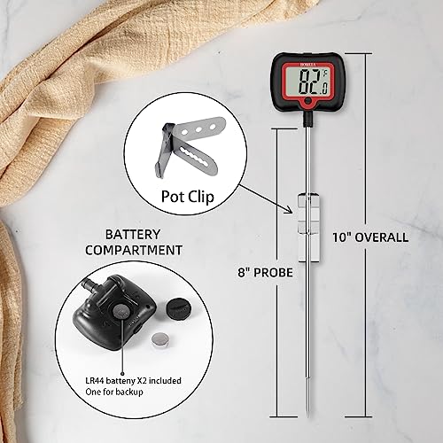 BOMATA 8" Long Probe Candy Thermometer with Pot Clip