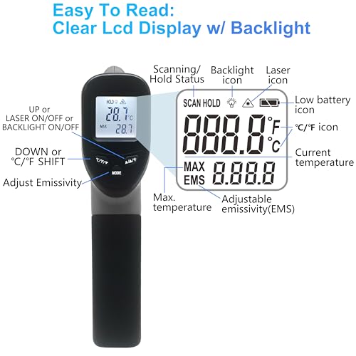 hito Infrared Thermometer Temperature Gun for Baking Recipes