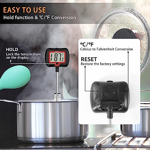 BOMATA 8" Long Probe Candy Thermometer with Pot Clip