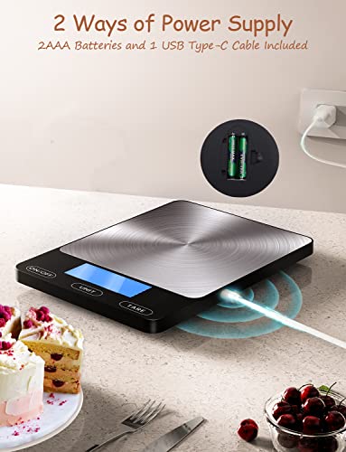 Digital Kitchen Scale - 33lb - Rechargeable Stainless Steel