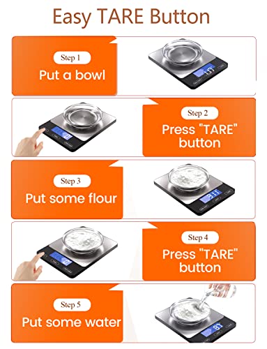 Digital Kitchen Scale - 33lb - Rechargeable Stainless Steel