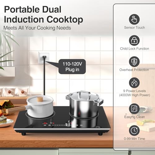 24 inch Double Induction Cooktop with Hot Plate