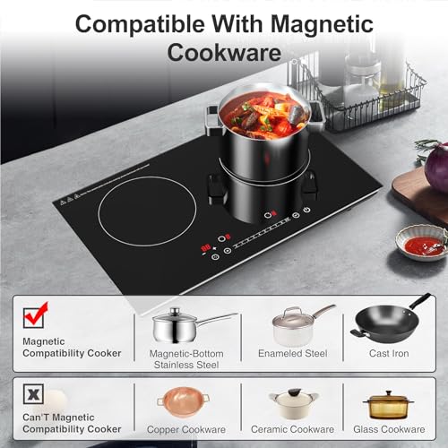 24 inch Double Induction Cooktop with Hot Plate