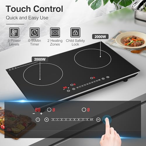 24 inch Double Induction Cooktop with Hot Plate
