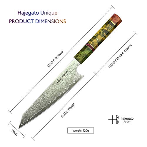 6" Moritaka Damascus Chef Knife Petty Hajegato Handle