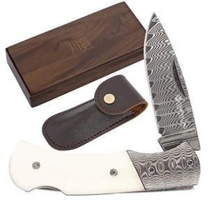 YOUSUNLONG Folding Pocket Knife with Damascus Steel Blade