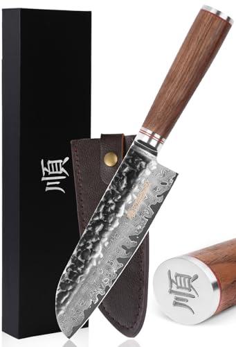 YOUSUNLONG 7" Santoku Knife with Walnut Handle