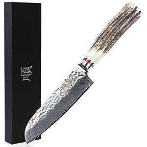 Moritaka 5-Inch Santoku Knife with Antler Handle