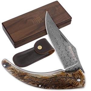 YOUSUNLONG Folding Pocket Knife - Damascus Steel Blade
