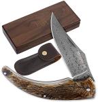 YOUSUNLONG Folding Pocket Knife - Damascus Steel Blade