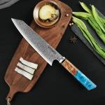 Moritaka Seido Kiritsuke Damascus Chef Knife Sky Blue