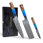 Miyamoto 3-Piece Damascus Chef Knife Set