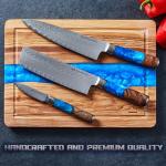 Miyamoto 3-Piece Damascus Chef Knife Set