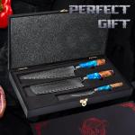 Miyamoto 3-Piece Damascus Chef Knife Set