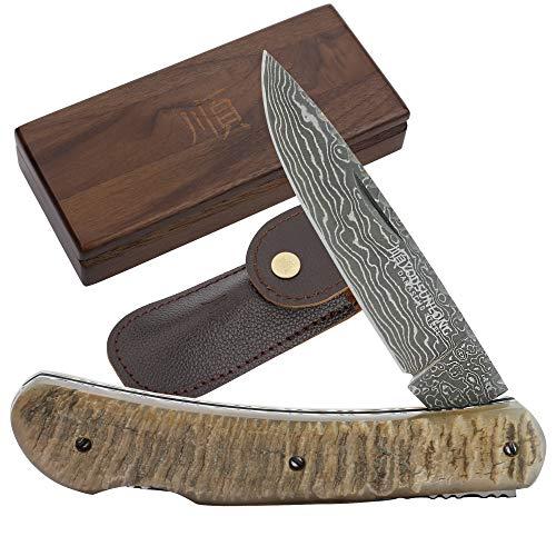 YOUSUNLONG Folding Knife - Japanese Damascus Steel Blade