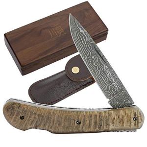 YOUSUNLONG Folding Knife - Japanese Damascus Steel Blade