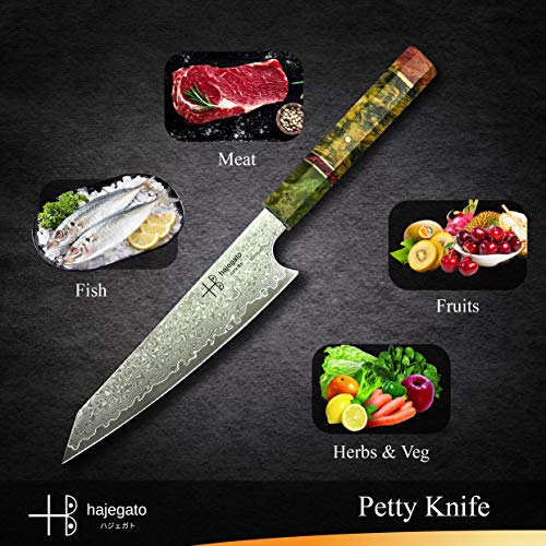 6" Moritaka Damascus Chef Knife Petty Hajegato Handle