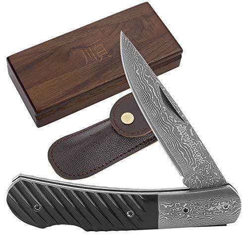 Moritaka Damascus Steel Folding Pocket Knife