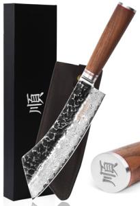 9-Inch YOUSUNLONG Hybrid Cleaver Knife - Damascus Steel