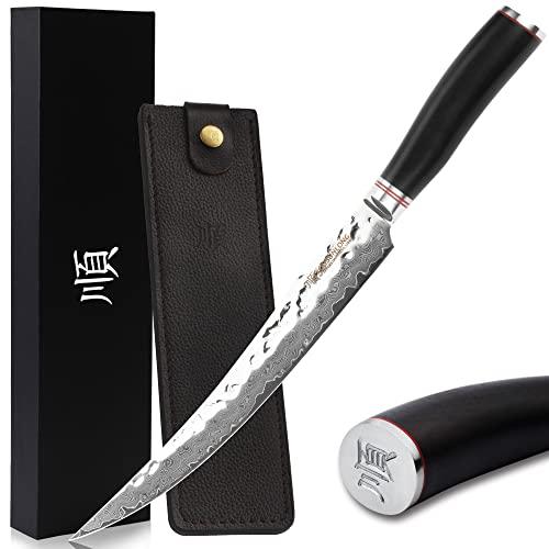 Moritaka 10" Damascus Slicing Knife with Ebony Handle