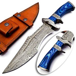 Moritaka 15" Damascus Bowie Knife with Sheath