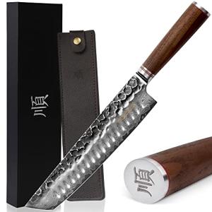 YOUSUNLONG 10-Inch Damascus Tanto Chef Knife