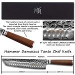 YOUSUNLONG 10-Inch Damascus Tanto Chef Knife