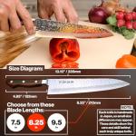 Yoshihiro VG10 16 Layer Hammered Damascus Gyuto Japanese Chefs Knife (8.25'' (210mm))