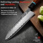 KAWAHIRO Japanese Chef Knife, 8 Inch Hand Forged Razor Sharp VG10 Kitchen Knife for Effortless Meat & Veggie Slicing, Professional Gyuto with Ergonomic Octagonal Handle, Premium Gift Box