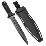 ODENWOLF W-Catcher Fixed Blade Knife with Sheath - Large Hunting Knife made of D2 steel - Big Fixed Blade Double Edge Knife with Non-Slip TPE Handle - Full Tang Survival Knife for Outdoor Activities