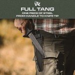 ODENWOLF W-Catcher Fixed Blade Knife with Sheath - Large Hunting Knife made of D2 steel - Big Fixed Blade Double Edge Knife with Non-Slip TPE Handle - Full Tang Survival Knife for Outdoor Activities