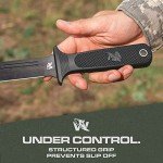 ODENWOLF W-Catcher Fixed Blade Knife with Sheath - Large Hunting Knife made of D2 steel - Big Fixed Blade Double Edge Knife with Non-Slip TPE Handle - Full Tang Survival Knife for Outdoor Activities