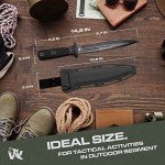 ODENWOLF W-Catcher Fixed Blade Knife with Sheath - Large Hunting Knife made of D2 steel - Big Fixed Blade Double Edge Knife with Non-Slip TPE Handle - Full Tang Survival Knife for Outdoor Activities