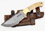 Moritaka Damascus Tracker Knife with Bone Handle
