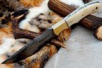 Moritaka Damascus Tracker Knife with Bone Handle