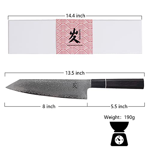 SAMCOOK Kiritsuke Chef Knife - 8 Inch Damascus Gyuto