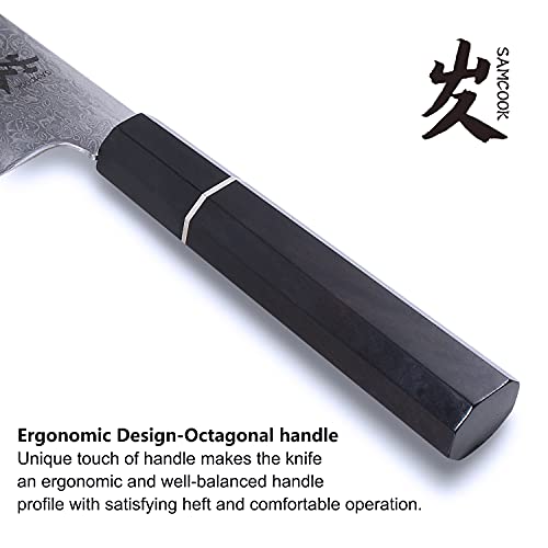 SAMCOOK Kiritsuke Chef Knife - 8 Inch Damascus Gyuto