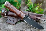 Moritaka Bushcraft Knife with Wood Handle