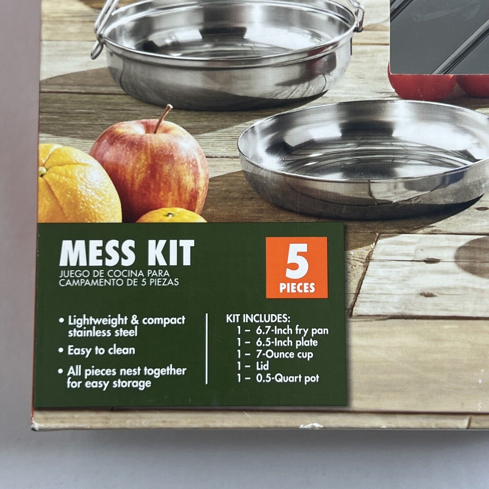 Stainless Steel 5-Piece Camping Cookware Set